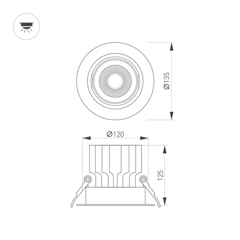 Светильник MS-VORTEX-BUILT-R135-30W Warm3000 (WH-WH, 50 deg, 230V) (Arlight, IP20 Металл, 5 лет)