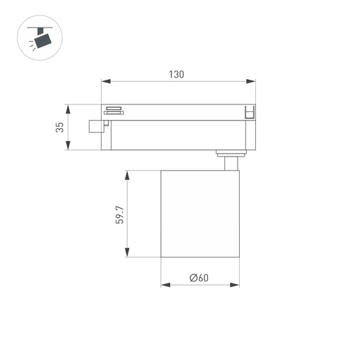 Светильник LGD-DYKE-2TR-R60-8W Warm3000 (BK, 20 deg, 230V) (Arlight, IP20 Металл, 5 лет)
