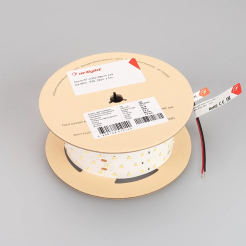 Лента светодиодная RT 2-2500 24V White6000 5x2 (2835, 875 LED, LUX) (Arlight, 36 Вт/м, IP20)