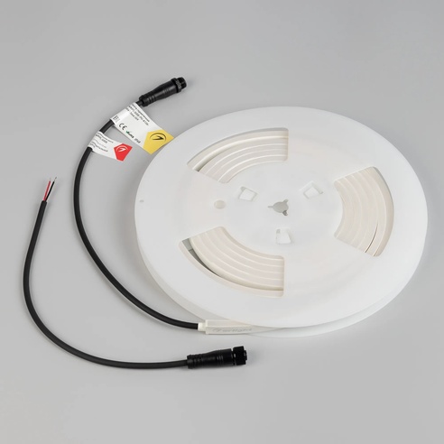 Лента герметичная WAVE-SIDE-PU-A120-06x12mm 24V Warm3000 (8 W/m, IP68, 3m, wire x1) (Arlight, Вывод боковой, 3 года)