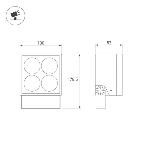 Светильник ALT-BLOCK-S130x130-15W Warm3000 (GR, 3 deg, 230V) (Arlight, IP66 Металл, 3 года)