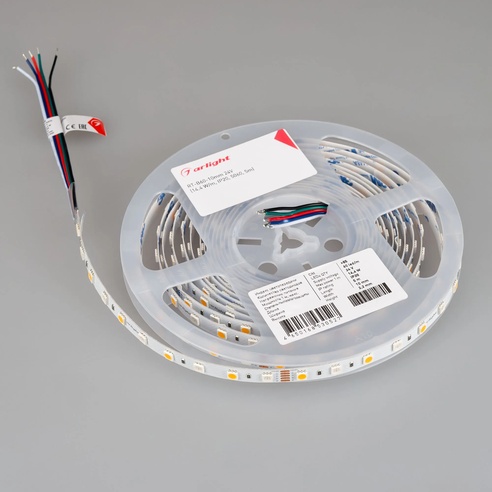 Лента светодиодная RT-B60-10mm 24V RGBW-Warm (14.4 W/m, IP20, 5060, 5m) (Arlight, Открытый)
