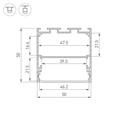 Профиль LINE-S-5050-2000 WHITE (Arlight, Алюминий)