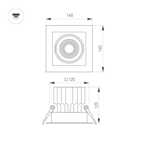 Светильник MS-VORTEX-BUILT-S140x140-30W Warm3000 (WH-WH, 30 deg, 230V) (Arlight, IP20 Металл, 5 лет)