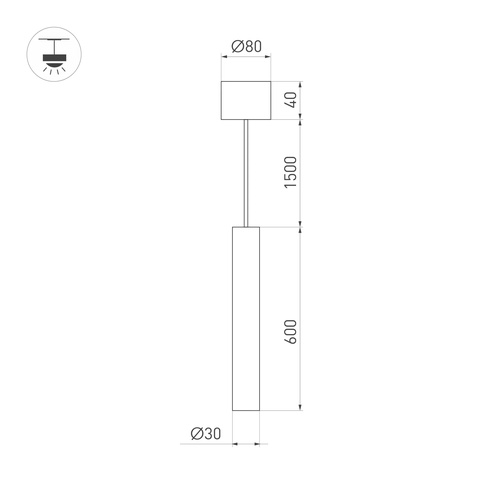 Светильник SP-PIPE-HANG-L600-R30-9W Warm3000 (BK, 24 deg, 230V) (Arlight, IP20 Металл, 3 года)