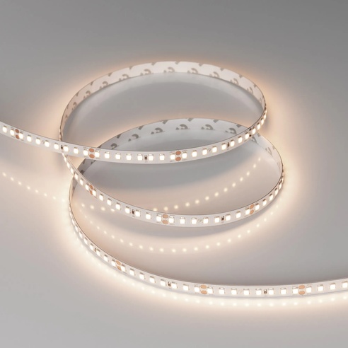 Лента светодиодная RT-A160-8mm 24V Warm3500 (12 W/m, IP20, 2835, 5m) (Arlight, высок.эфф.150 лм/Вт)