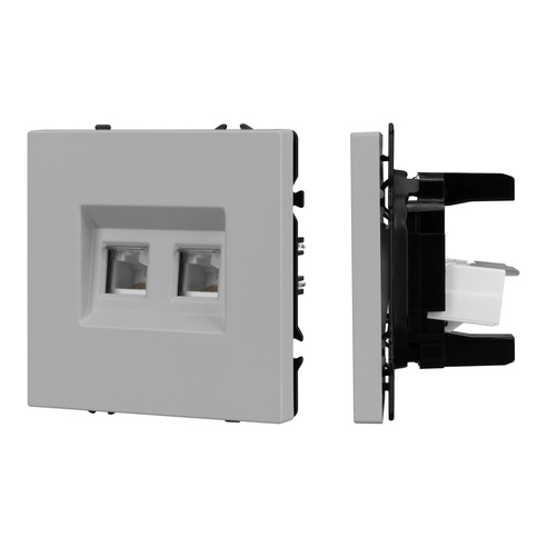 Механизм сдвоенной телефонной розетки SCT-NOBE-MTL2-SFPL-IS (RJ-11, 4C) (Arlight, Никель)
