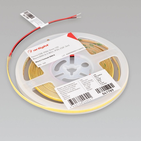 Лента светодиодная COB-X504-5mm 12V Warm3000 (6.5 W/m, IP20, CSP, 5m) (Arlight, -)
