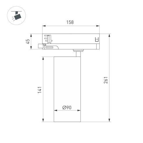 Светильник LGD-GERA-4TR-R90-40W Warm3000 (BK, 36 deg, 230V) (Arlight, IP20 Металл, 5 лет)