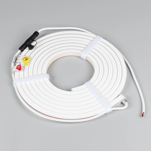 Лента герметичная MOONLIGHT-TOP-X320-13x12mm 24V White6500 (5 W/m, IP67, sauna, 5m, wire x1) (Arlight, Вывод вниз, 3 года)