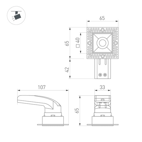 Светильник MS-RIALTO-TRIMLESS-S40x40-9W Warm3000 (WH, 36deg, 230V) (Arlight, IP20 Металл, 5 лет)
