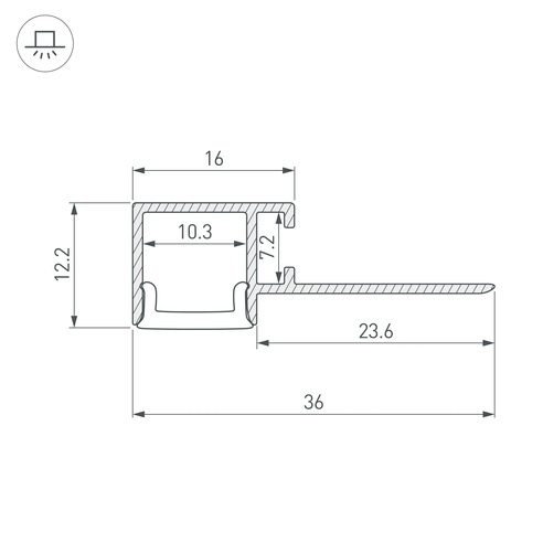 Профиль FANTOM-W12-EDGE-2000 ANOD (Arlight, Алюминий)
