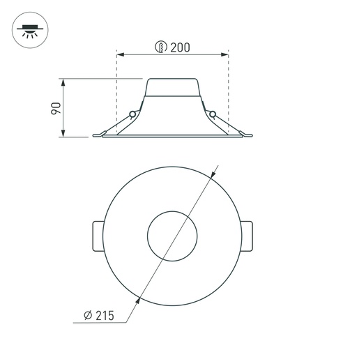 Светильник MS-BLIZZARD-BUILT-R215-20W Warm3000 (WH, 100 deg, 230V) (Arlight, IP20 Металл, 3 года)