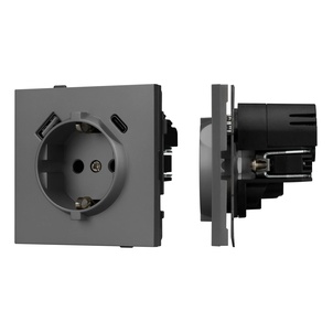 Механизм розетки с USB зарядкой SCT-TENDO-MUAC-SFPL-GR (230V, 16A) (Arlight, -)