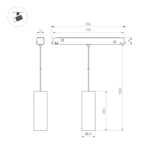 Светильник MAG-ORIENT-SPOT-HANG-R45-12W Warm3000 (WH, 24 deg, 48V) (Arlight, IP20 Металл, 5 лет)