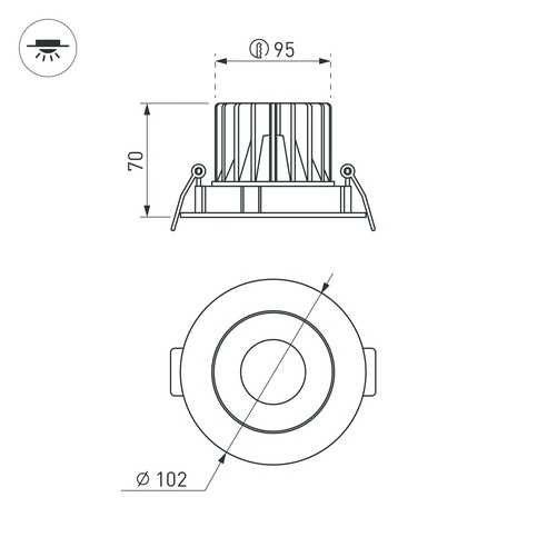 Светильник MS-FORECAST-BUILT-TURN-R102-12W Day4000 (WH-WH, 32 deg, 230V) (Arlight, IP20 Металл, 5 лет)