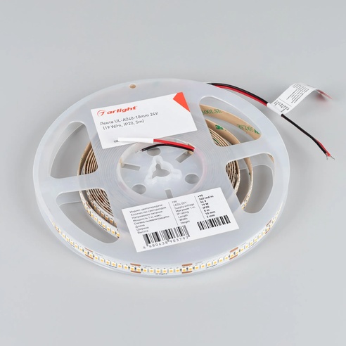 Лента UL-A240-10mm 24V Warm3000 (19 W/m, IP20, 5m) (Arlight, 7 лет)