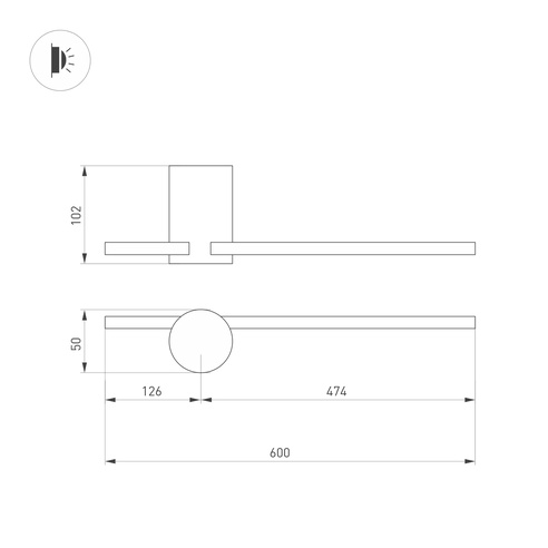 Светильник SP-VINCI-S600x55-7W Warm3000 (BK, 110 deg, 230V) (Arlight, IP20 Металл, 3 года)