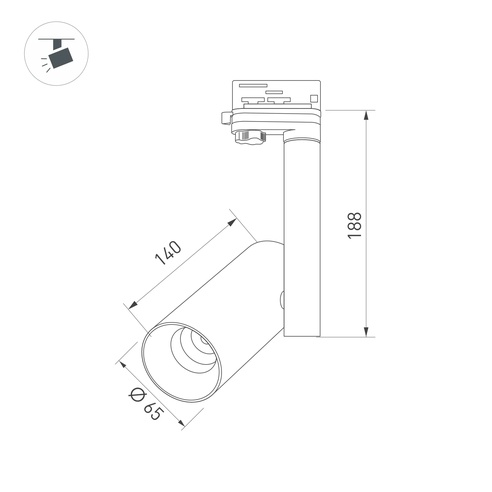 Светильник SP-POLO-TRACK-PIPE-R65-8W Day4000 (BK-BK, 40 deg) (Arlight, IP20 Металл, 3 года)