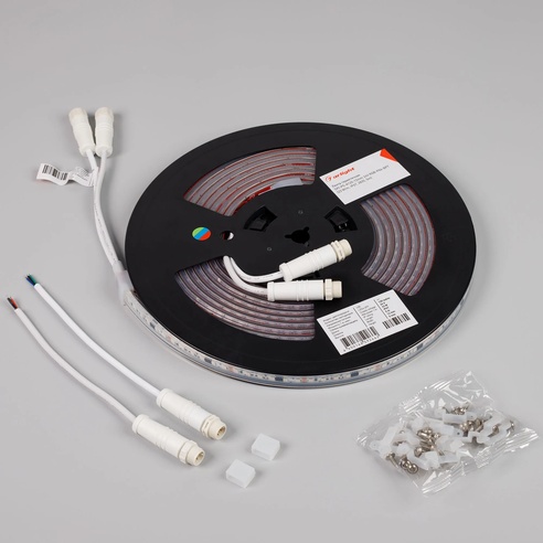 Лента светодиодная герметичная SPI-PS-A120-12mm 24V RGB-PX6-BPT (23 W/m, IP67, 2835, 5m) (Arlight, бегущий огонь)
