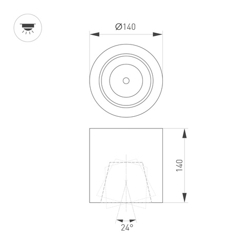 Светильник SP-FOCUS-R140-30W Warm White (Arlight, IP20 Металл, 3 года)