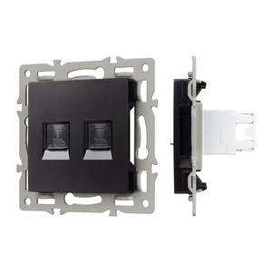 Механизм компьютерной розетки двойной SCT-MPC2-PL-BK (RJ-45, CAT6) (Arlight, -)