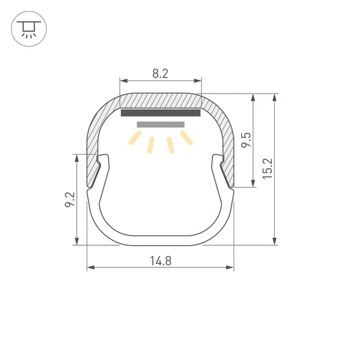 Профиль LINE-D-1515-2000 SQUARE ANOD (Arlight, Алюминий)