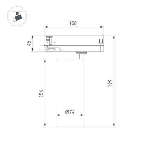 Светильник LGD-GERA-4TR-R74-20W Warm3000 (BK, 15 deg, 230V) (Arlight, IP20 Металл, 5 лет)