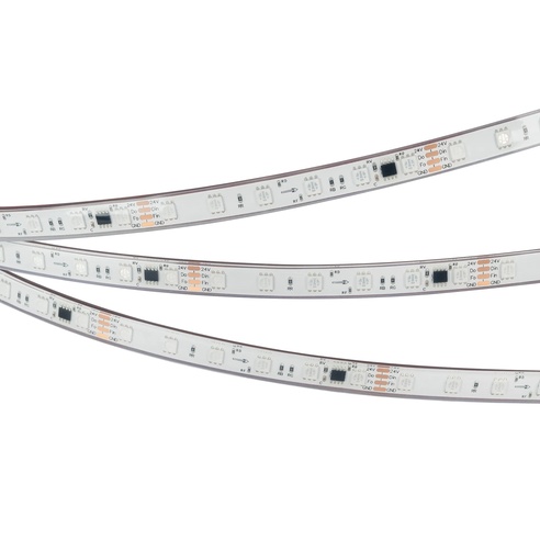 Лента светодиодная герметичная SPI-PFS-B60-12mm 24V RGB-PX6-BPT (12 W/m, IP68, 5060, 5m) (Arlight, бегущий огонь)