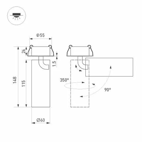 Светильник SP-GABI-BUILT-FLAP-R60-12W Warm3000 (WH, 60 deg, 230V) (Arlight, IP40 Металл, 5 лет)
