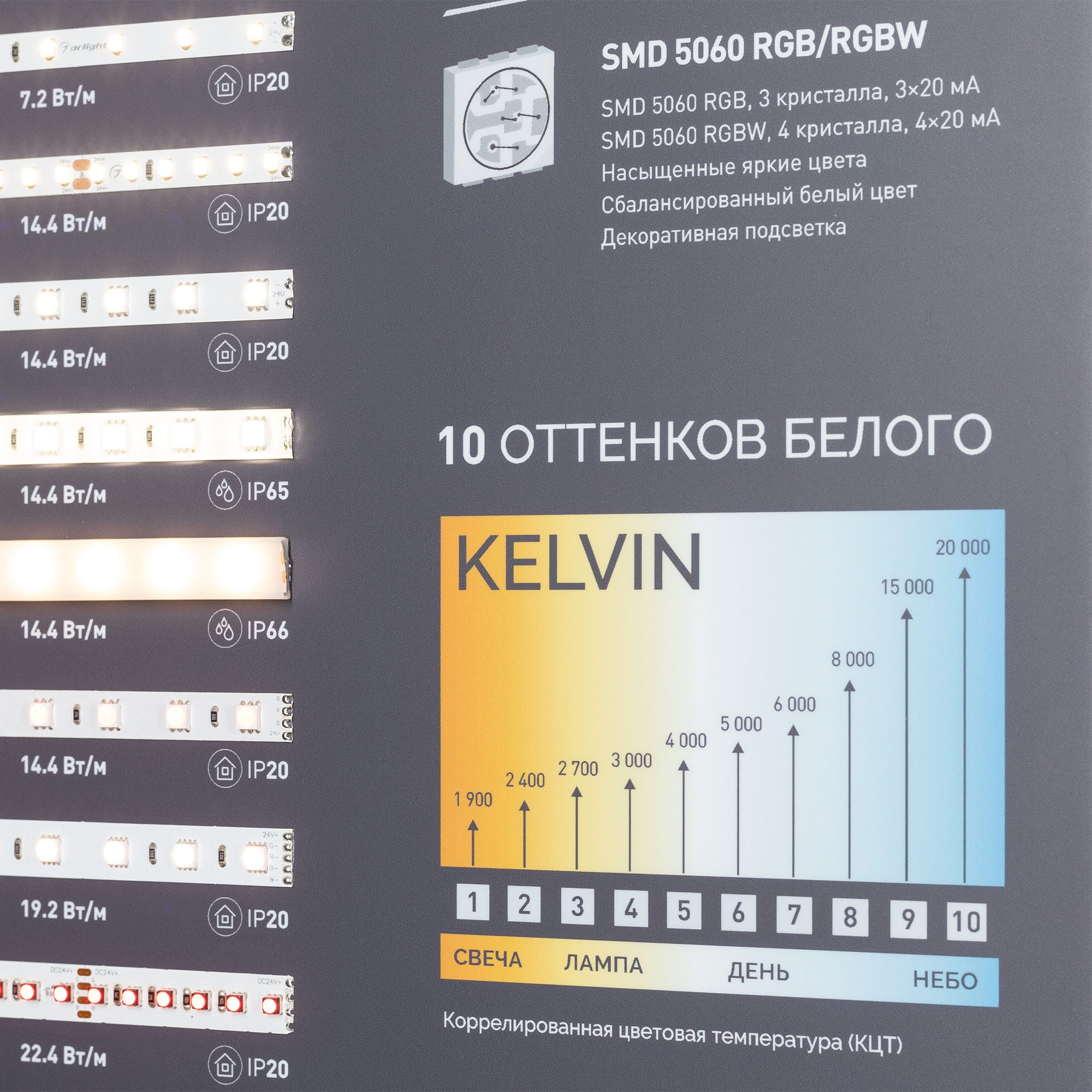 Стенд Светодиодные Ленты RT-LUX-1100x600mm (DB 3мм, пленка, лого) (Arlight, -)