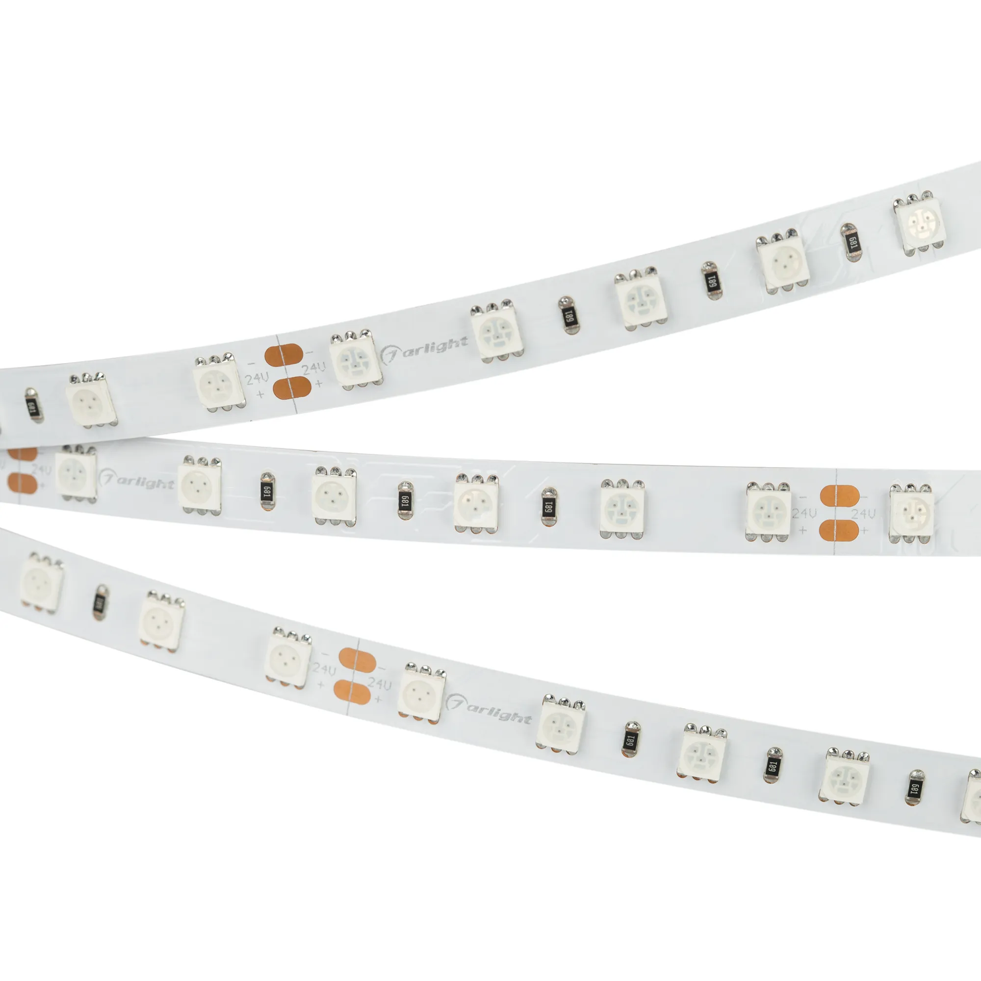 Лента светодиодная RT 2-5000 24V Red 2x (5060, 300 LED, LUX) (Arlight, 14.4 Вт/м, IP20)