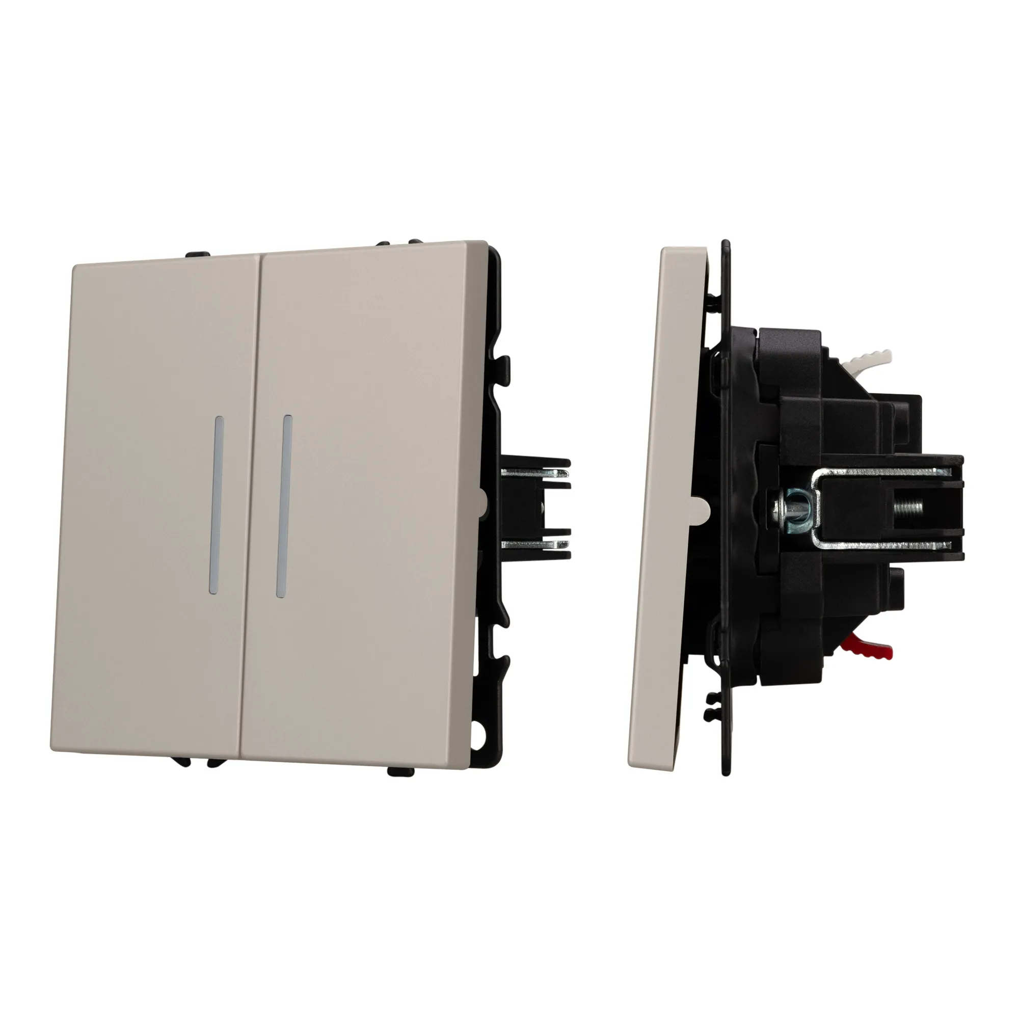 Механизм выключателя двухклавишный непроходной LED SWT-NOBE-MK02-SFPL-L-CA (230V, 10A) (Arlight, Кашемир) - изображение товара