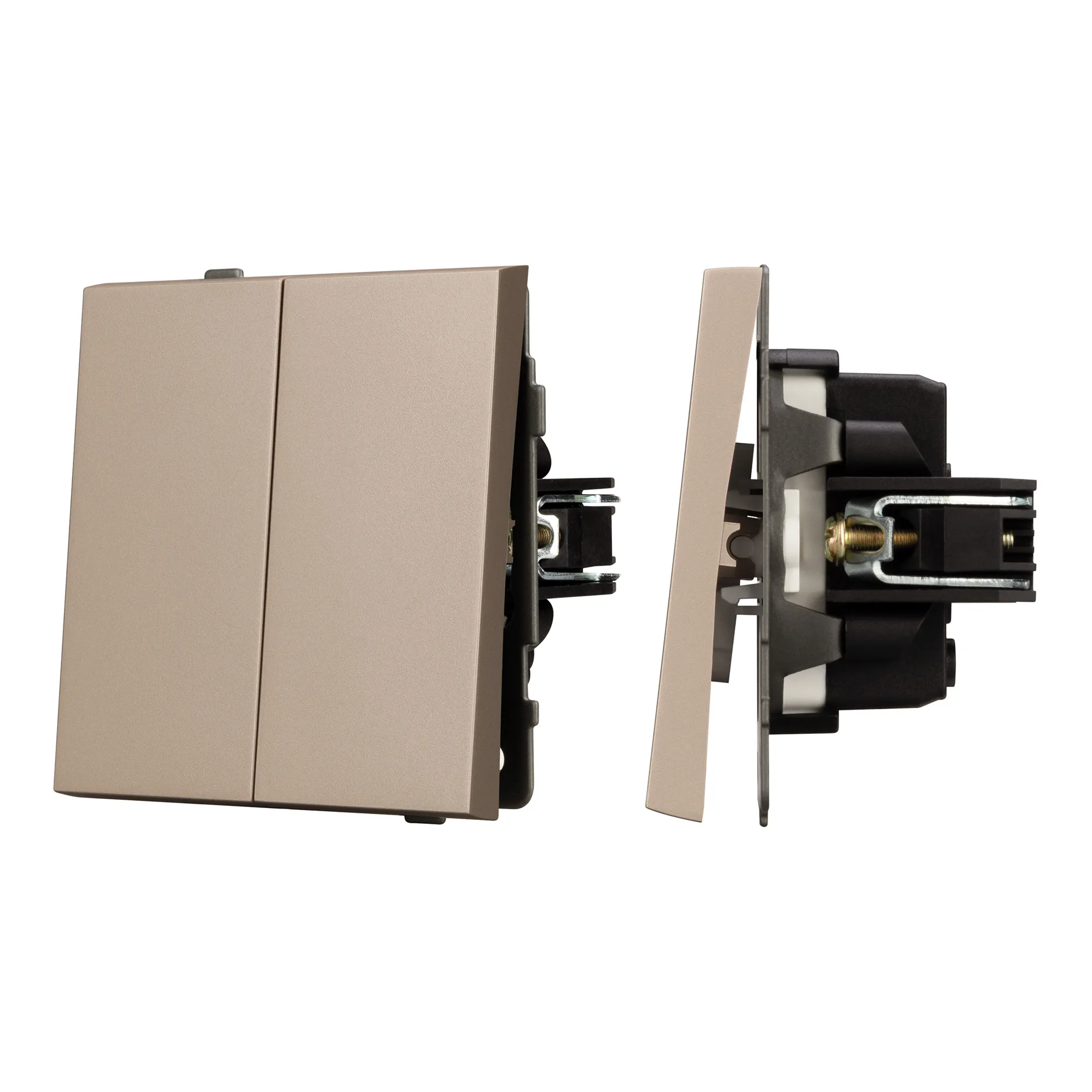 Механизм выключателя двухклавишный проходной SWT-TENDO-MKP2-PL-GD (230V, 10A) (Arlight, -) - изображение товара