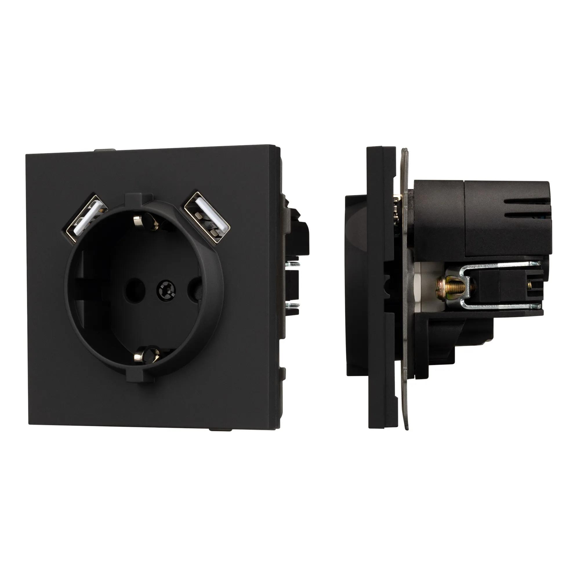 Механизм розетки с USB зарядкой SCT-TENDO-MUAA-SFPL-BK (230V, 16A) (Arlight, -) - изображение товара