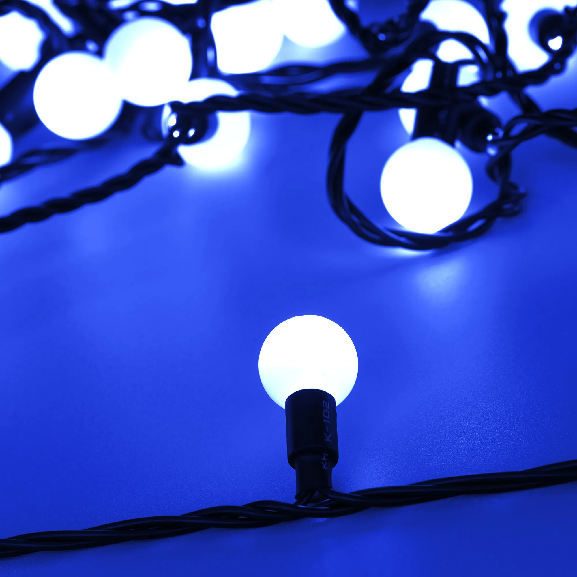 Светодиодная гирлянда ARD-BALL-CLASSIC-D23-10000-BLACK-80LED BLUE (230V, 3.5W) (Ardecoled, IP65) - изображение товара