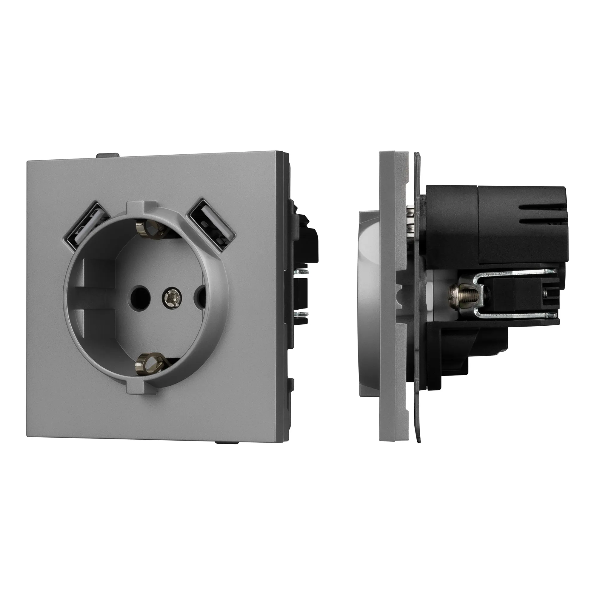 Механизм розетки с USB зарядкой SCT-TENDO-MUAA-PL-GR (230V, 16A) (Arlight, -) - изображение товара