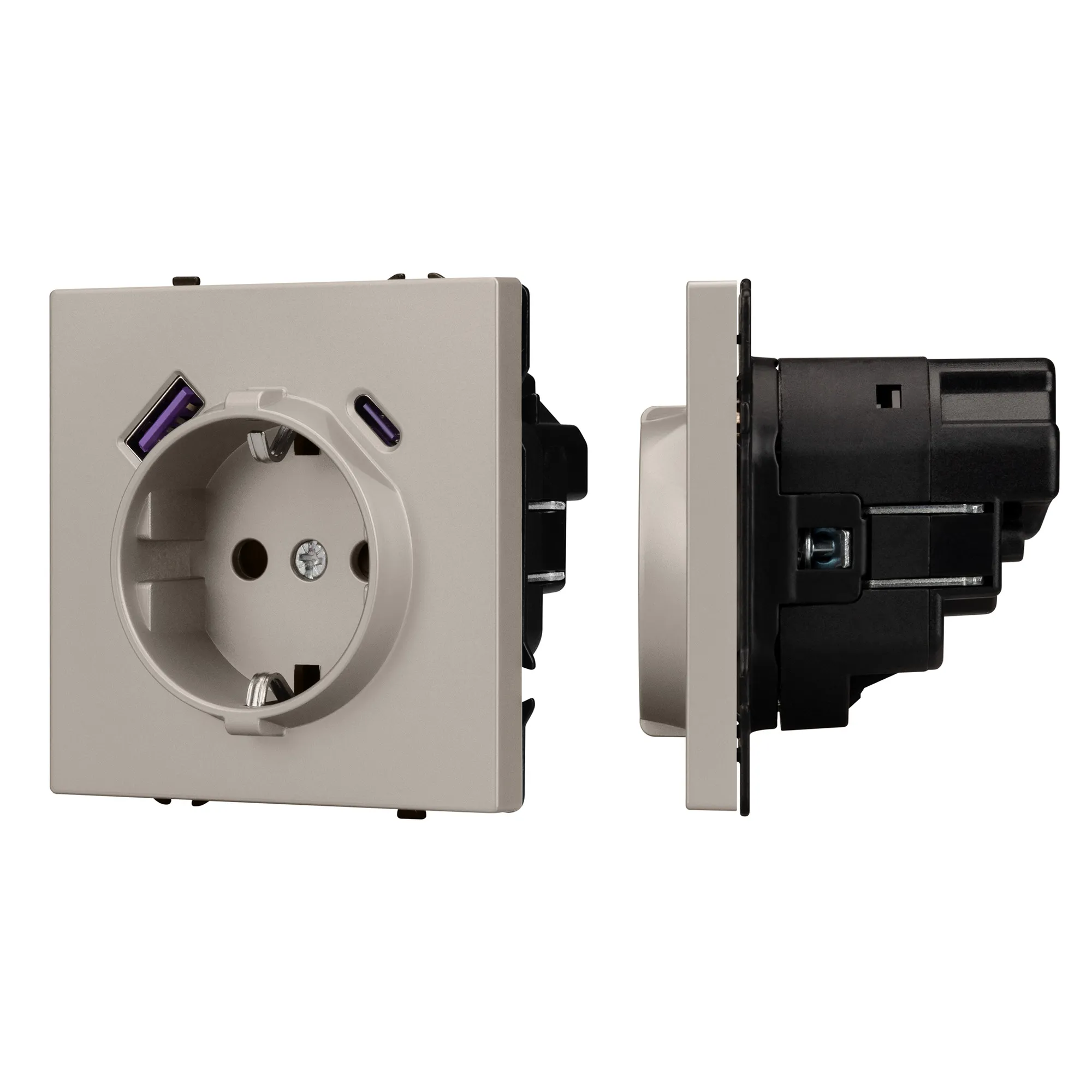 Механизм розетки с USB зарядкой SCT-NOBE-MUAC-SFPL-CA (230V, 16A) (Arlight, Кашемир) - изображение товара