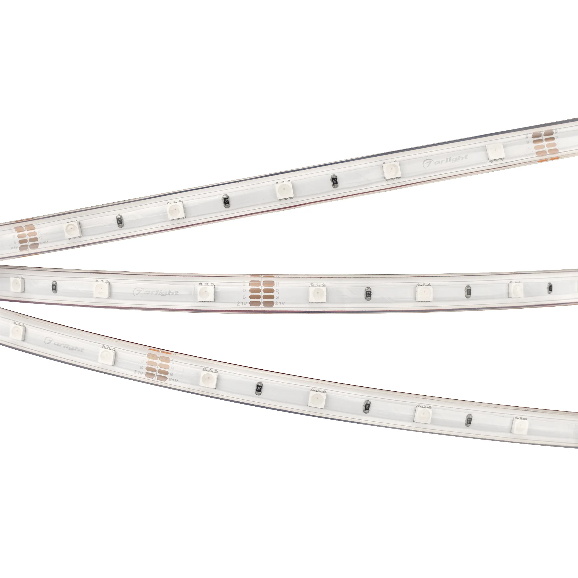 Лента светодиодная RTW 2-5000PS 24V RGB (5060, 150 LED, LUX) (Arlight, 7.2 Вт/м, IP67)