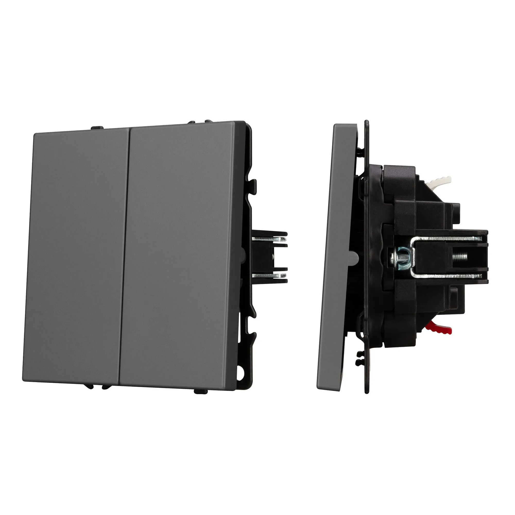 Механизм выключателя двухклавишный проходной SWT-NOBE-MKP2-SFPL-GR (230V, 10A) (Arlight, -) - изображение товара