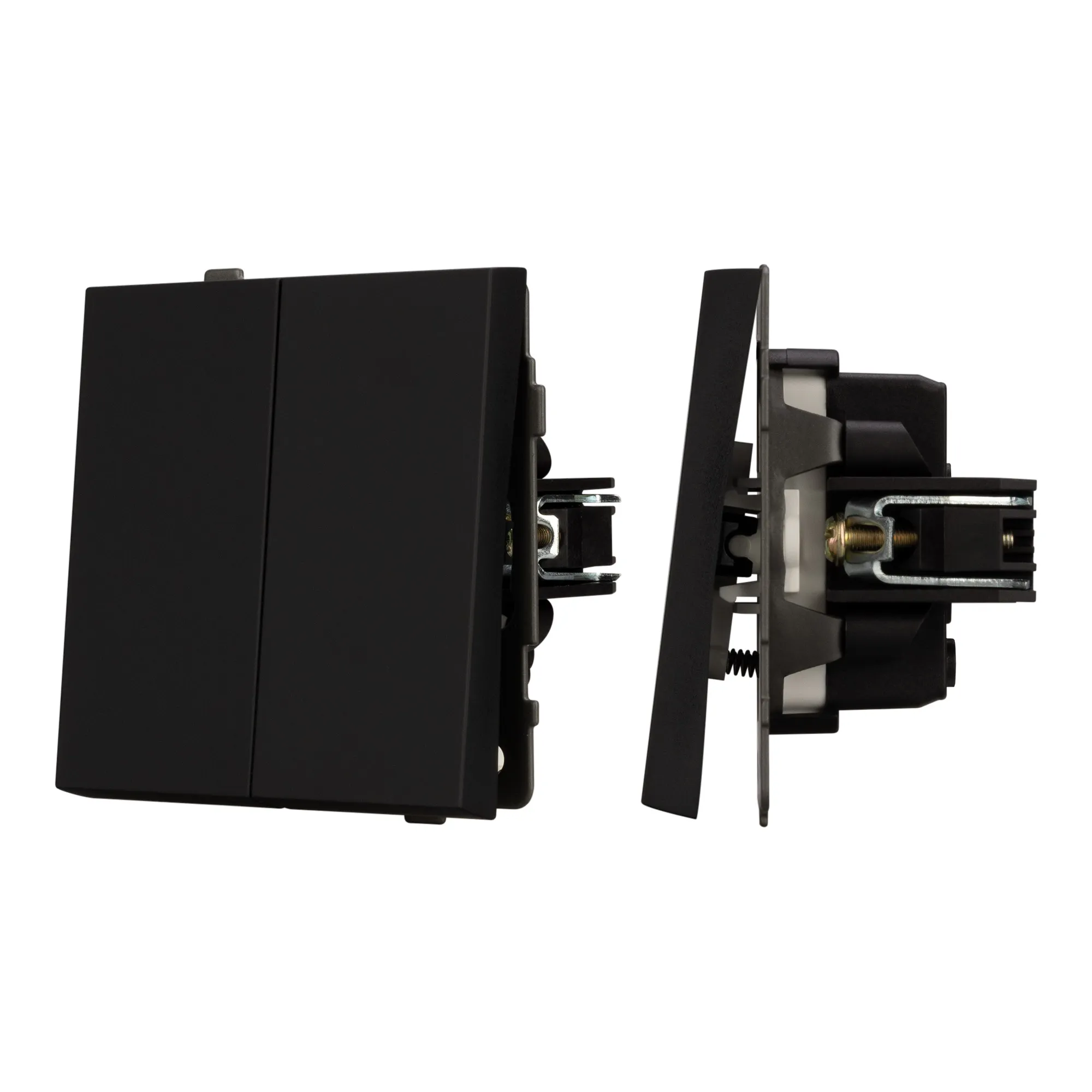 Механизм выключателя двухклавишный непроходной SWT-TENDO-MK02-SFPL-BK (230V, 10A) (Arlight, -) - изображение товара