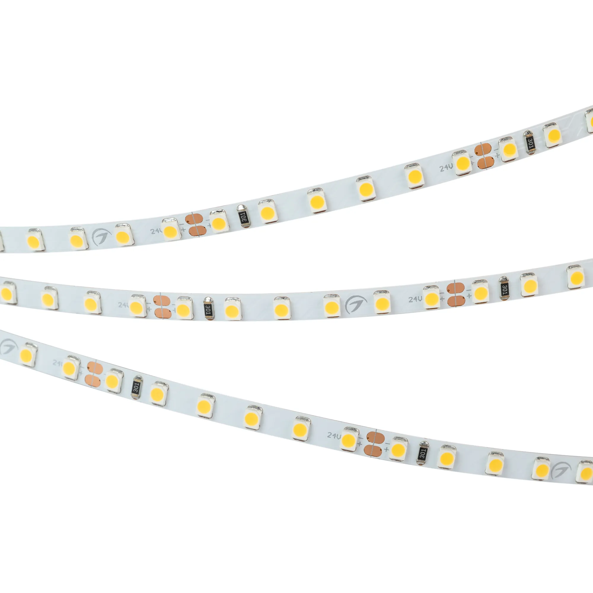 Лента светодиодная RT 2-5000 24V Cool 8K 5mm 2x (3528, 600 LED, LUX) (Arlight, 9.6 Вт/м, IP20)