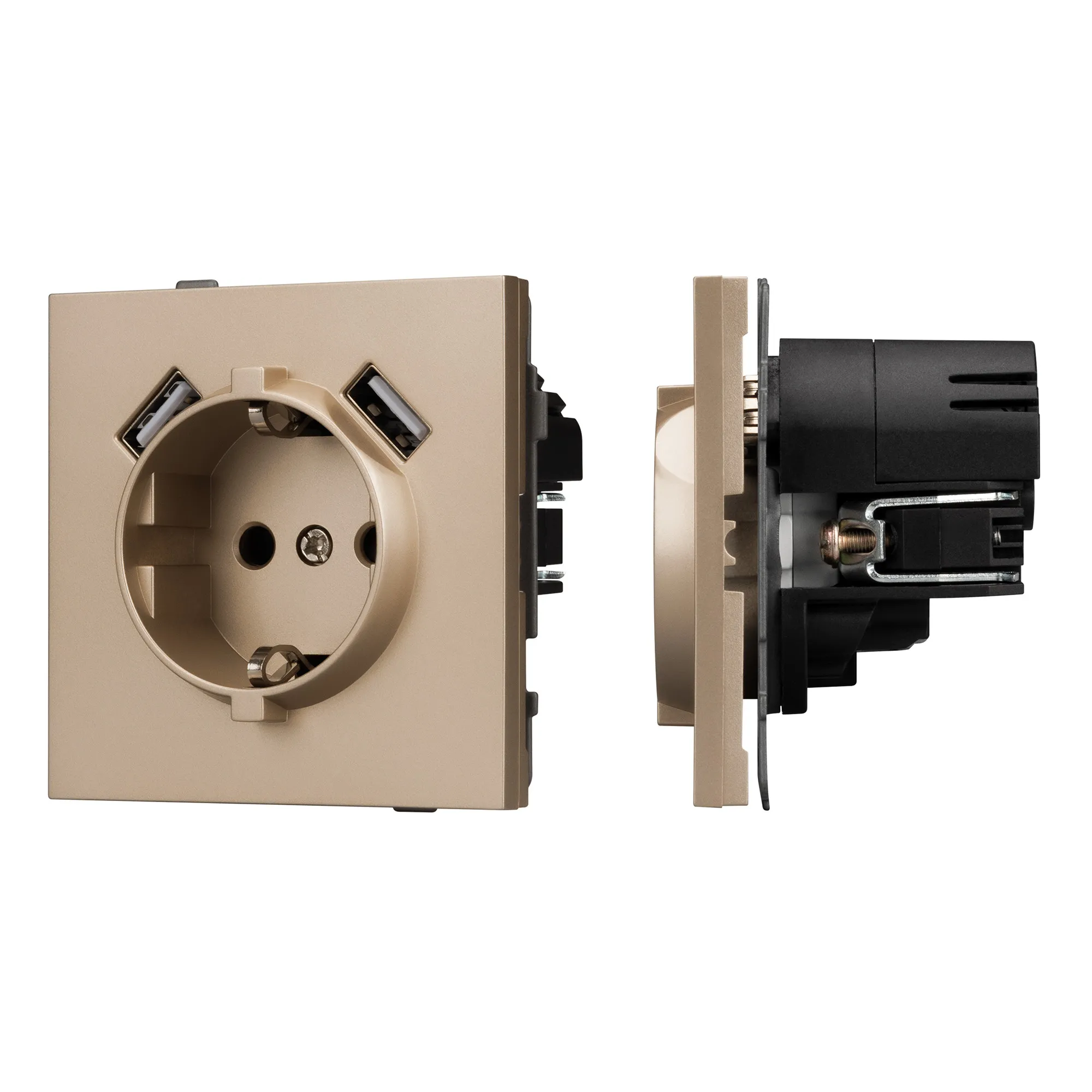 Механизм розетки с USB зарядкой SCT-TENDO-MUAA-PL-GD (230V, 16A) (Arlight, -) - изображение товара