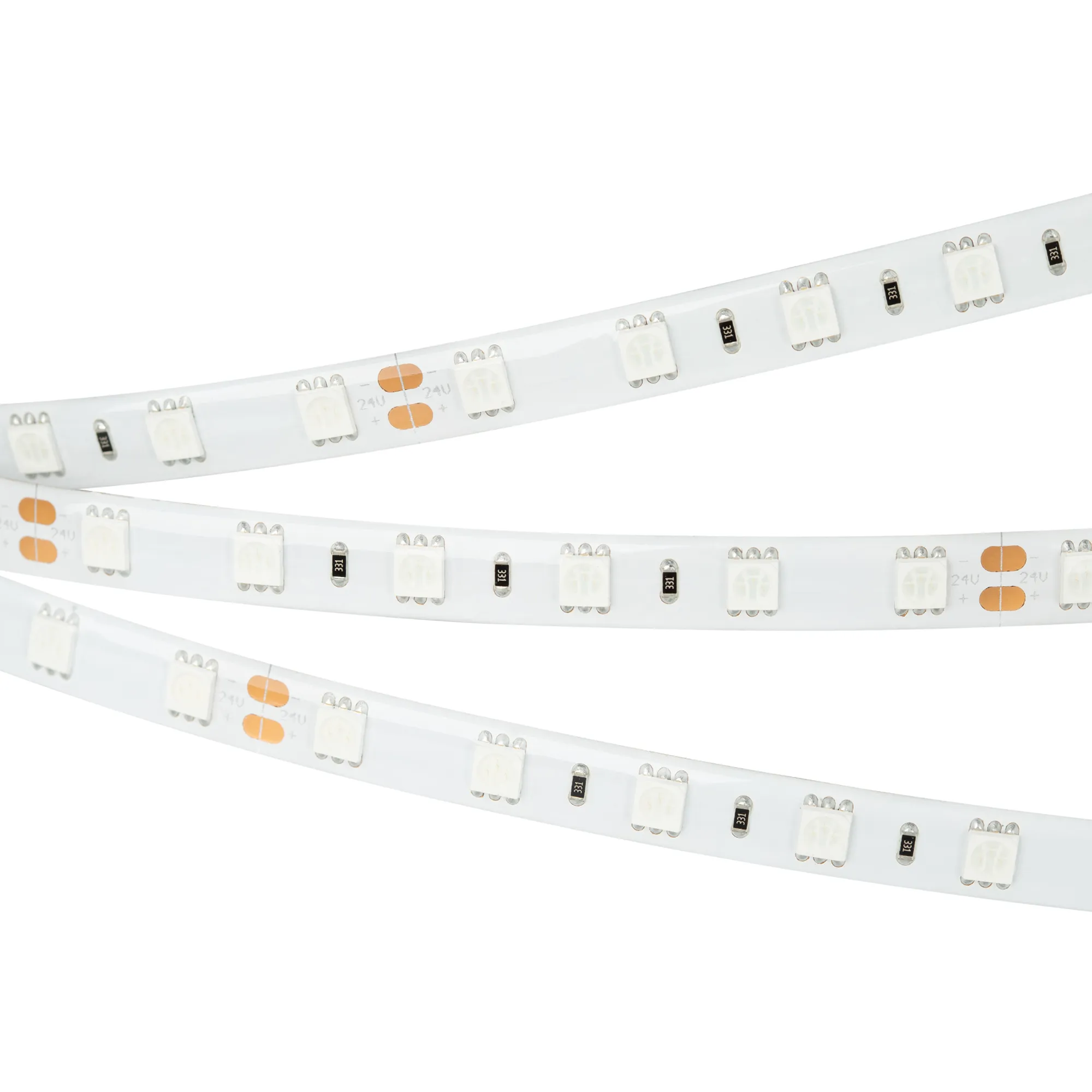 Лента светодиодная RTW 2-5000SE 24V Yellow 2x (5060, 300 LED, LUX) (Arlight, 14.4 Вт/м, IP65)
