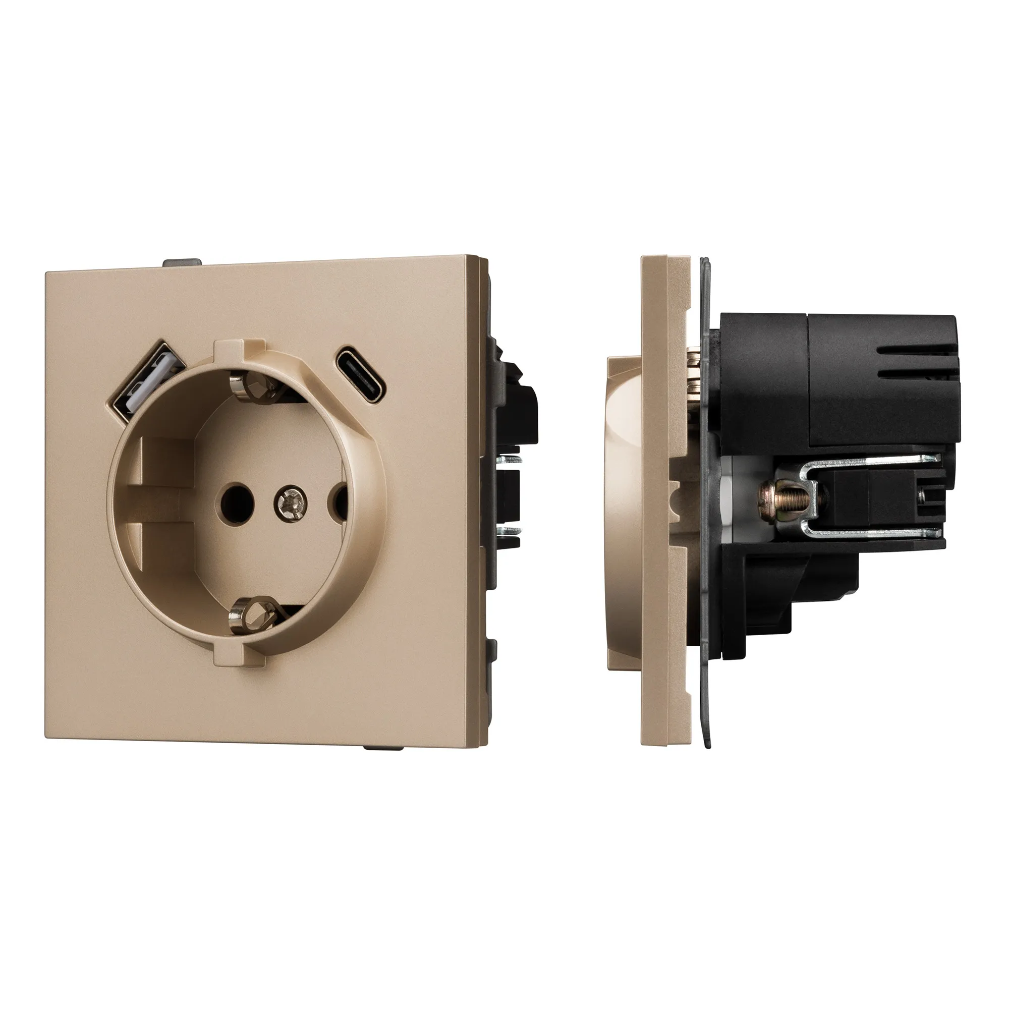 Механизм розетки с USB зарядкой SCT-TENDO-MUAC-PL-GD (230V, 16A) (Arlight, -) - изображение товара