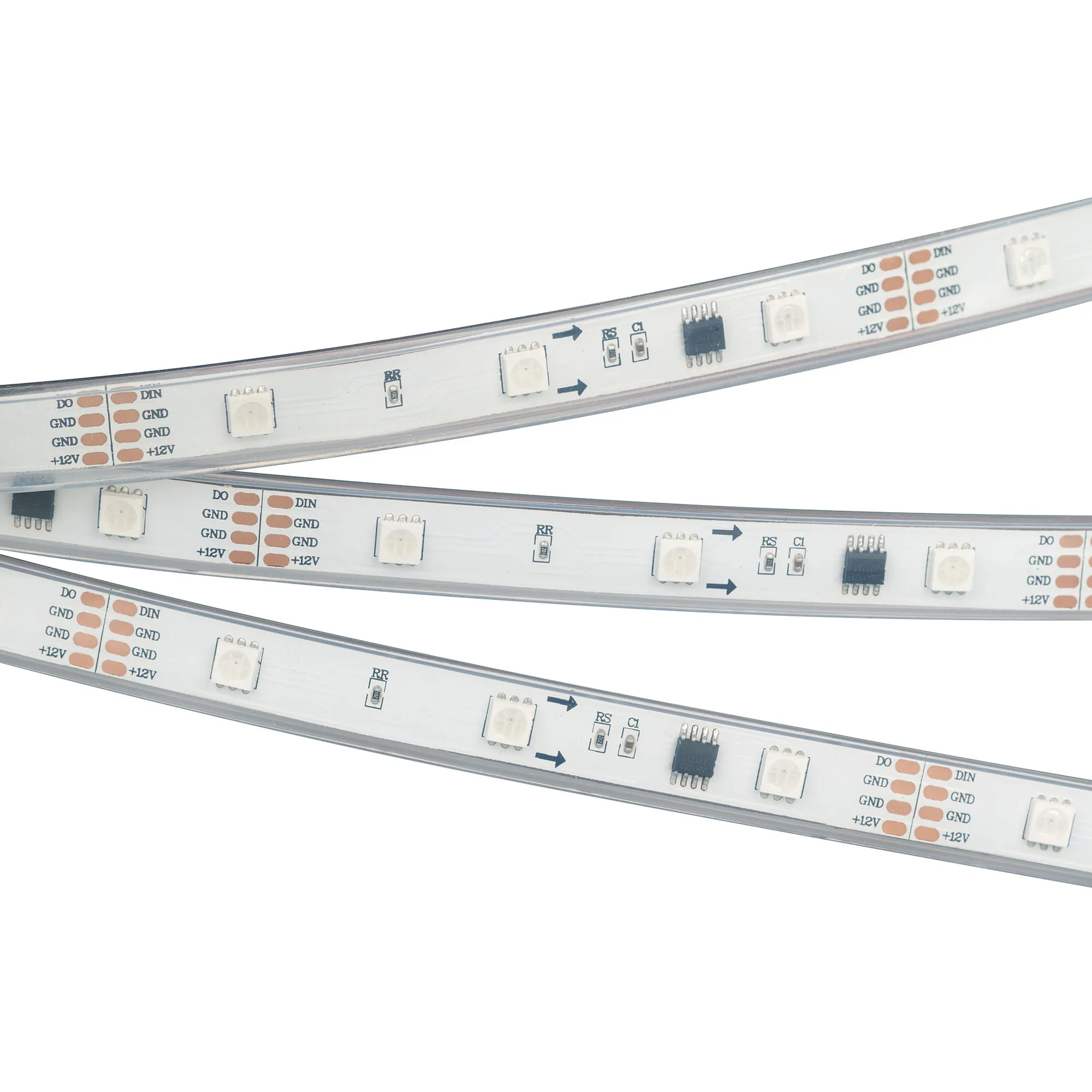 Лента светодиодная SPI-5000PGS-5060-30 12V Cx3 RGB-Auto (12mm, 6.5W/m, IP67) (Arlight, Закрытый, IP67)