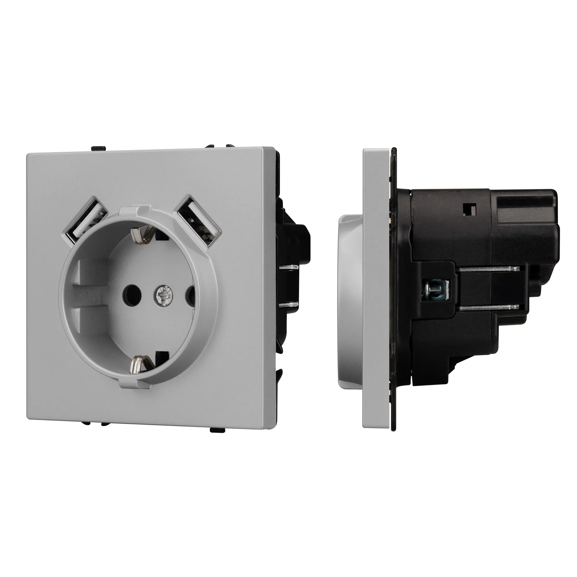 Механизм розетки с USB зарядкой SCT-NOBE-MUAA-SFPL-IS (230V, 16A)  (Arlight, Никель) - изображение товара