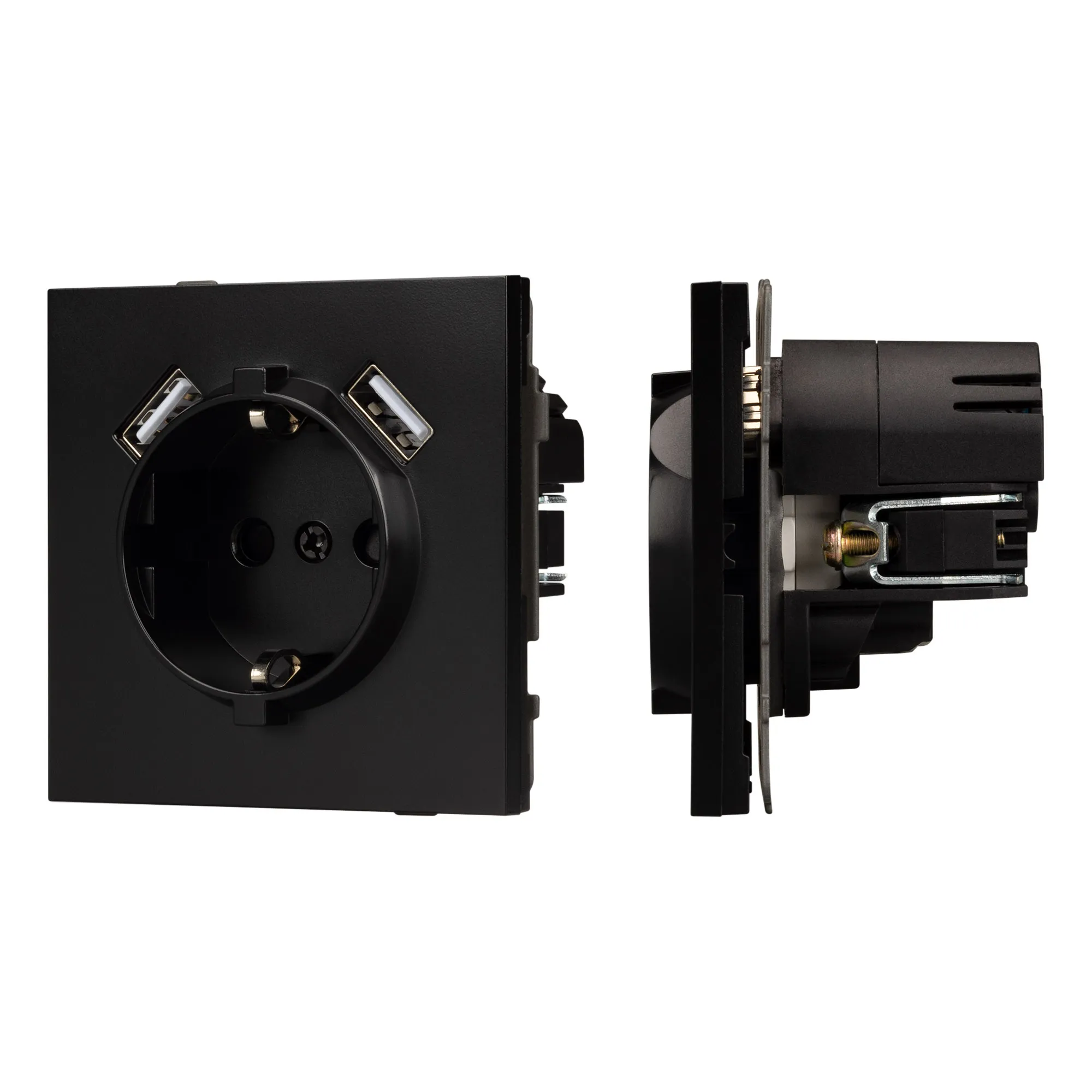 Механизм розетки с USB зарядкой SCT-TENDO-MUAA-PL-BK (230V, 16A) (Arlight, -) - изображение товара