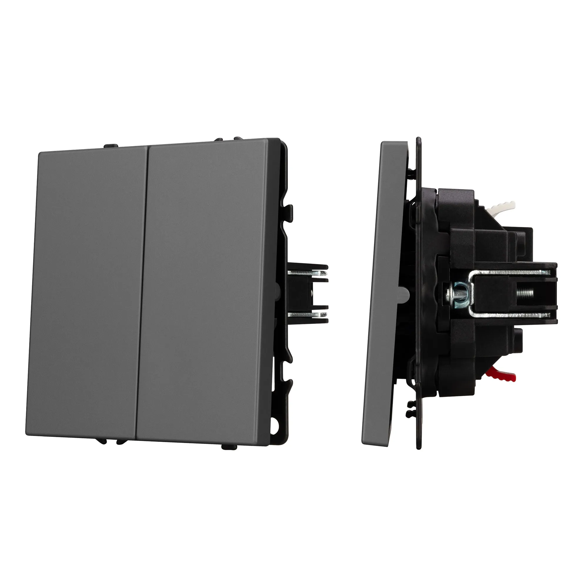 Механизм выключателя двухклавишный непроходной SWT-NOBE-MK02-SFPL-GR (230V, 10A) (Arlight, -) - изображение товара